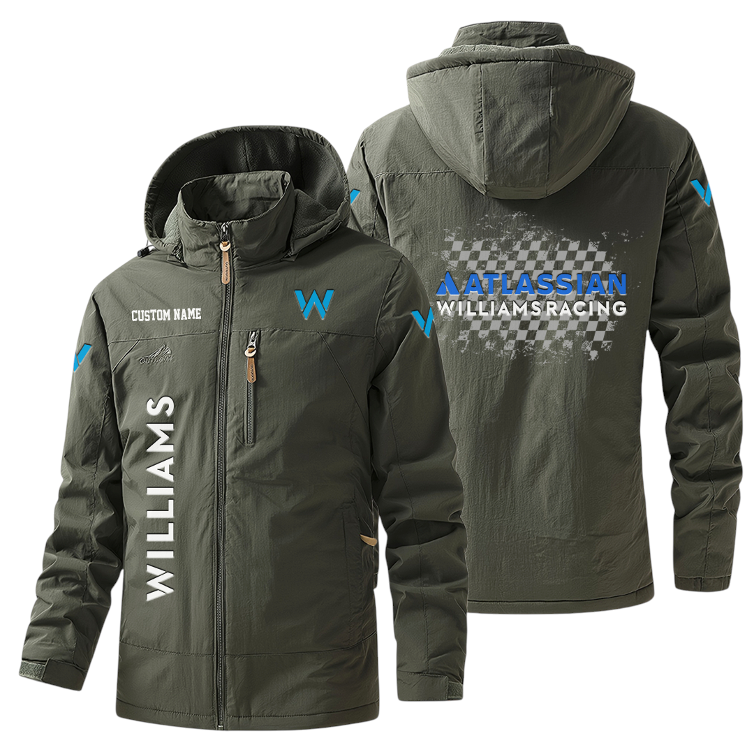 Williams Racing Windbreaker Jacket Hooded Warm Lining Waterproof Custom Name Williams Racing Windbreaker Jacket Hooded Warm Lining Waterproof Custom Name