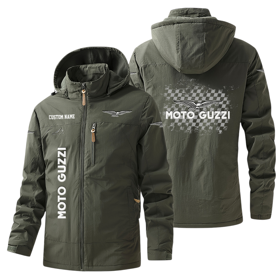 Moto Guzzi Windbreaker Jacket Hooded Warm Lining Waterproof Custom Name Moto Guzzi Windbreaker Jacket Hooded Warm Lining Waterproof Custom Name