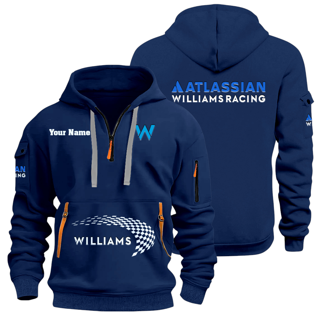 Williams Racing Half Zip Hoodie Sports Hooded Multi-Pockets Custom Name Williams Racing Half Zip Hoodie Sports Hooded Multi-Pockets Custom Name