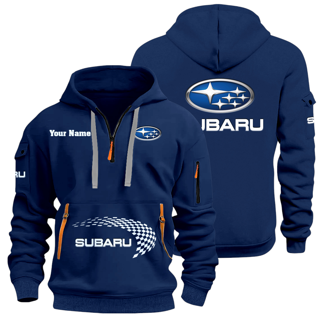 Subaru Half Zip Hoodie Sports Hooded Multi-Pockets Custom Name Subaru Half Zip Hoodie Sports Hooded Multi-Pockets Custom Name