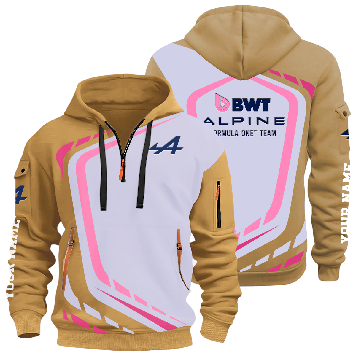 Alpine F1 Team Racing Half Zip Hoodie All Over Prints Multi-Pockets Custom Name Alpine F1 Team Racing Half Zip Hoodie All Over Prints Multi-Pockets Custom Name