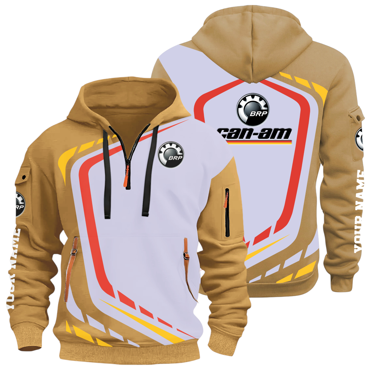 Can Am BRP Half Zip Hoodie All Over Prints Multi-Pockets Custom Name Can Am BRP Half Zip Hoodie All Over Prints Multi-Pockets Custom Name