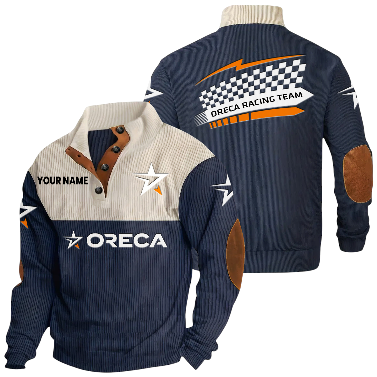 Oreca Racing Team Exclusive Logo Knitted Ribbed Corduroy Sweatshirt Stand Collar Custom Name Oreca Racing Team Exclusive Logo Knitted Ribbed Corduroy Sweatshirt Stand Collar Custom Name