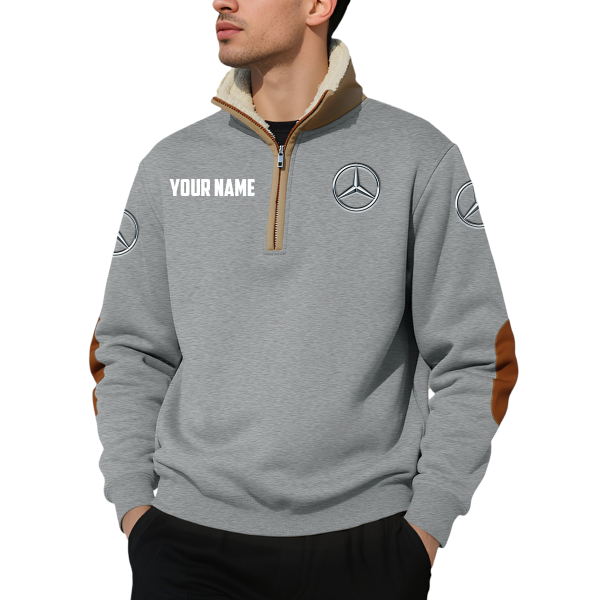 Mercedes-AMG Petronas Racing Quarter Zip Sweatshirt Fleece-Lined Collar Custom Name Mercedes-AMG Petronas Racing Quarter Zip Sweatshirt Fleece-Lined Collar Custom Name