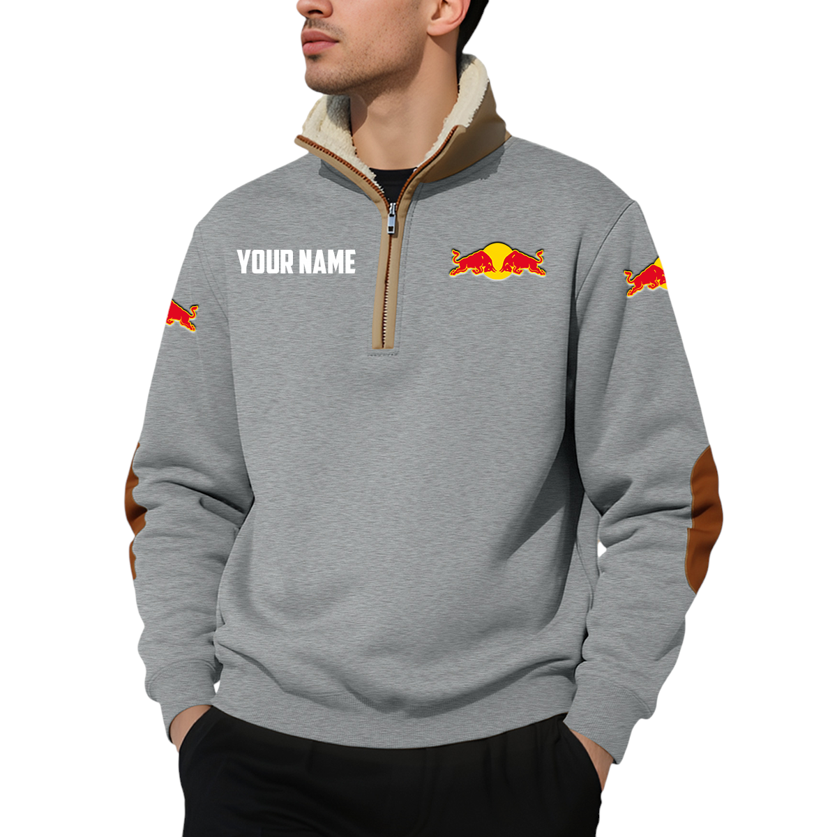 Oracle Red Bull Racing Quarter Zip Sweatshirt Fleece-Lined Collar Custom Name Oracle Red Bull Racing Quarter Zip Sweatshirt Fleece-Lined Collar Custom Name