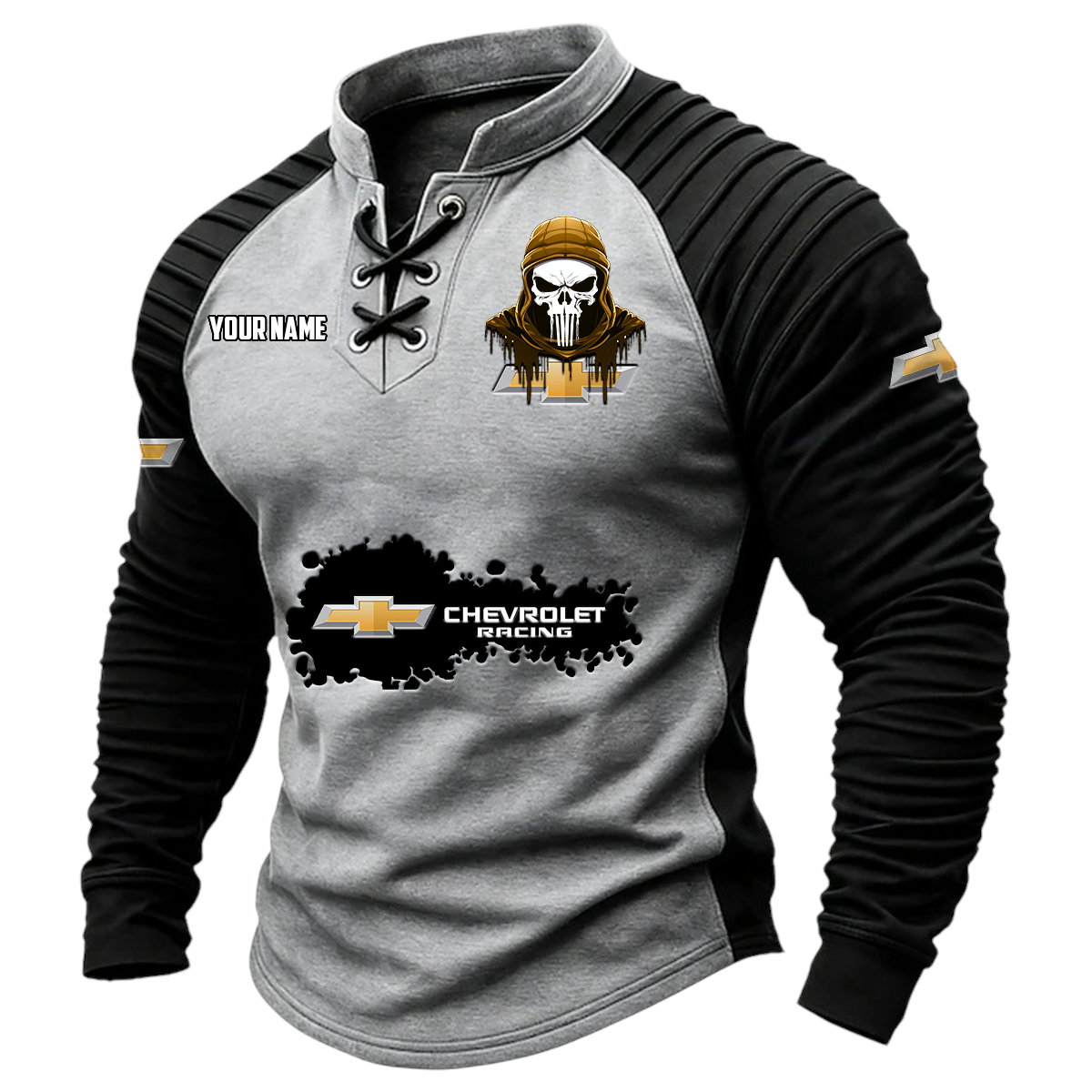 Chevrolet Racing Vintage Lace-Up Long Sleeve Shirt Custom Text Chevrolet Racing Vintage Lace-Up Long Sleeve Shirt Custom Text
