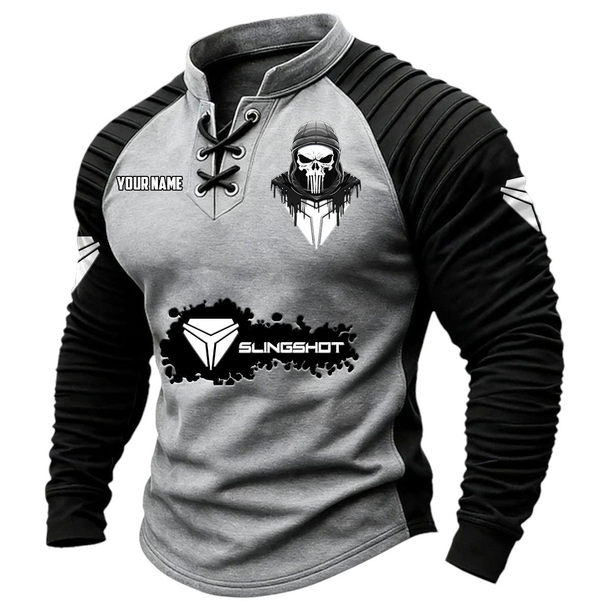 Slingshot Vintage Lace-Up Long Sleeve Shirt Custom Text Slingshot Vintage Lace-Up Long Sleeve Shirt Custom Text