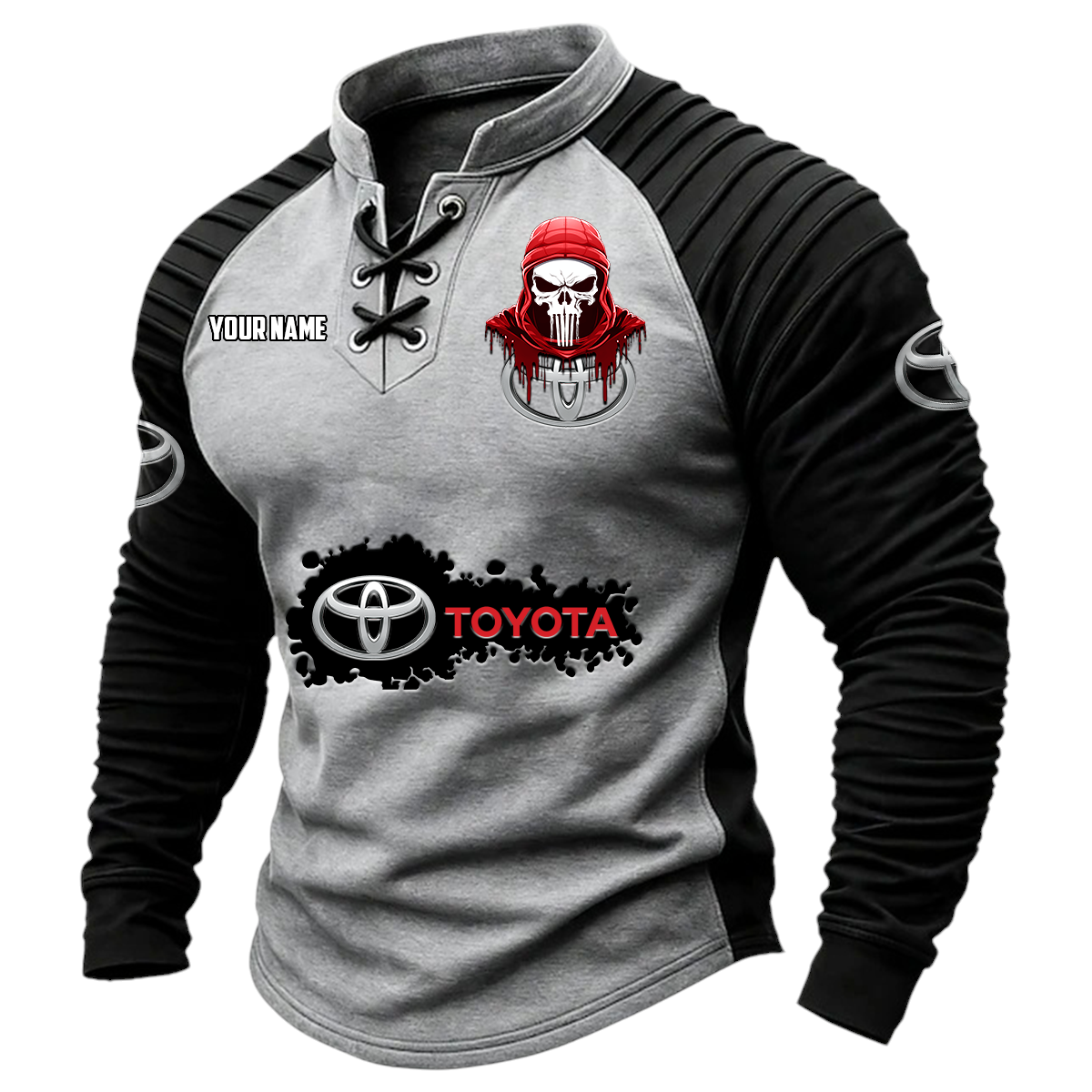 Toyota Vintage Lace-Up Long Sleeve Shirt Custom Text Toyota Vintage Lace-Up Long Sleeve Shirt Custom Text