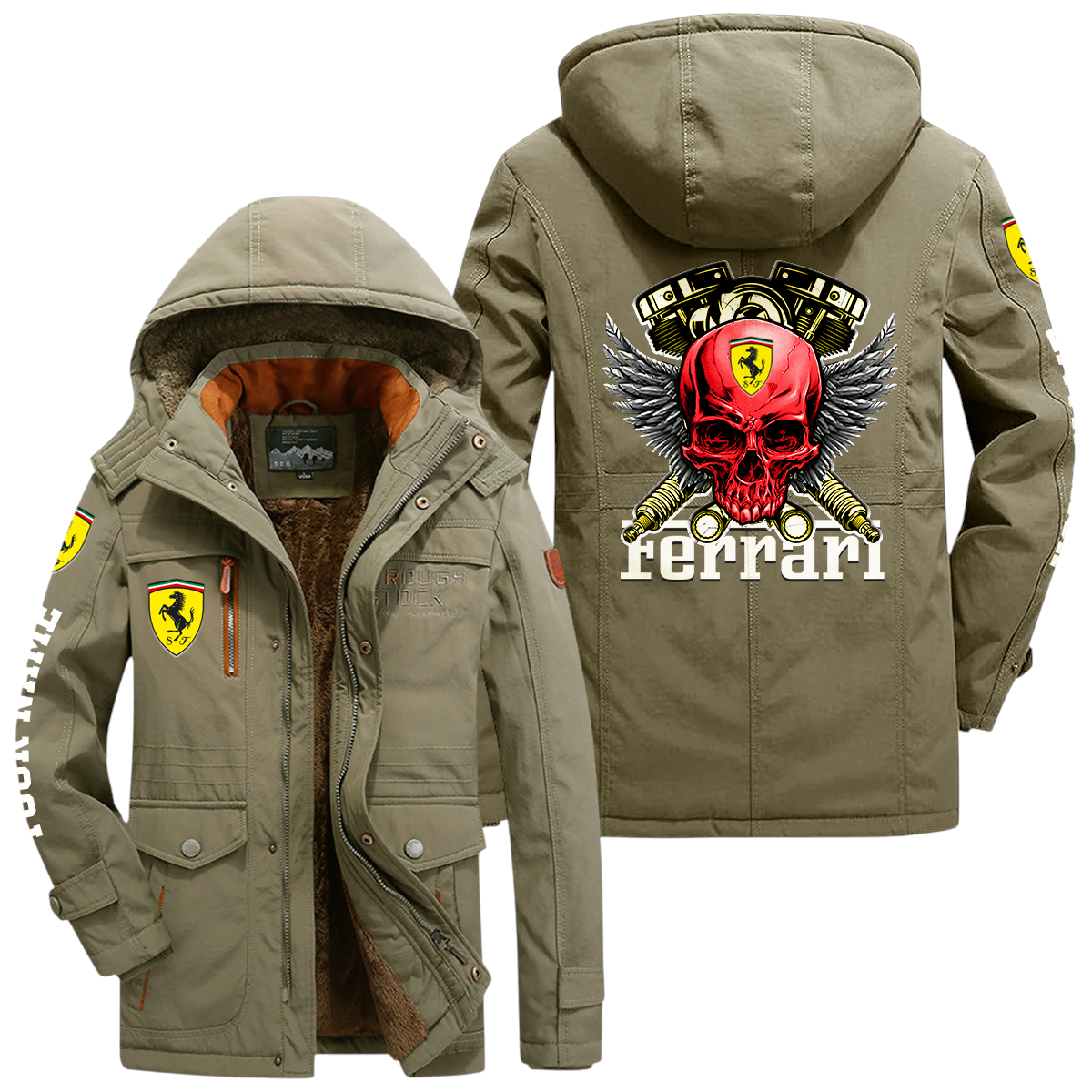 Ferrari Windproof Jacket Heavy Duty Fleece Lined Hooded Coat Custom Your Name Ferrari Windproof Jacket Heavy Duty Fleece Lined Hooded Coat Custom Your Name