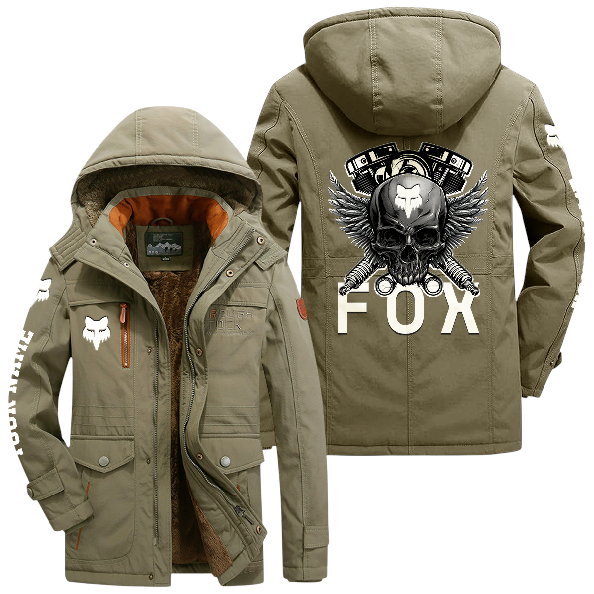 Fox Racing Windproof Jacket Heavy Duty Fleece Lined Hooded Coat Custom Your Name Fox Racing Windproof Jacket Heavy Duty Fleece Lined Hooded Coat Custom Your Name