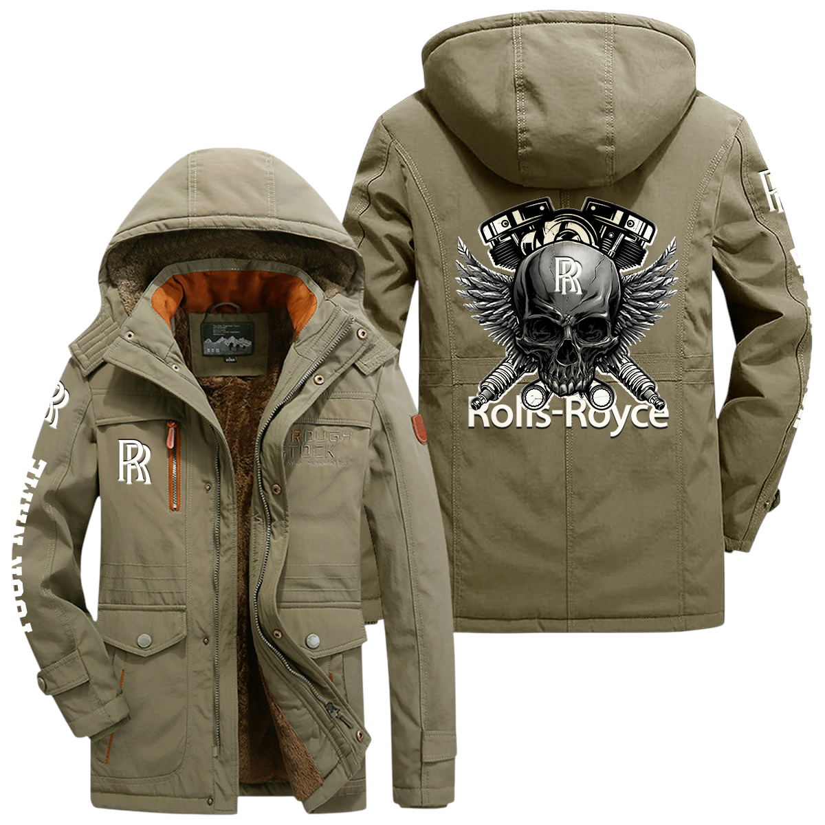 Rolls Royce Windproof Jacket Heavy Duty Fleece Lined Hooded Coat Custom Your Name Rolls Royce Windproof Jacket Heavy Duty Fleece Lined Hooded Coat Custom Your Name