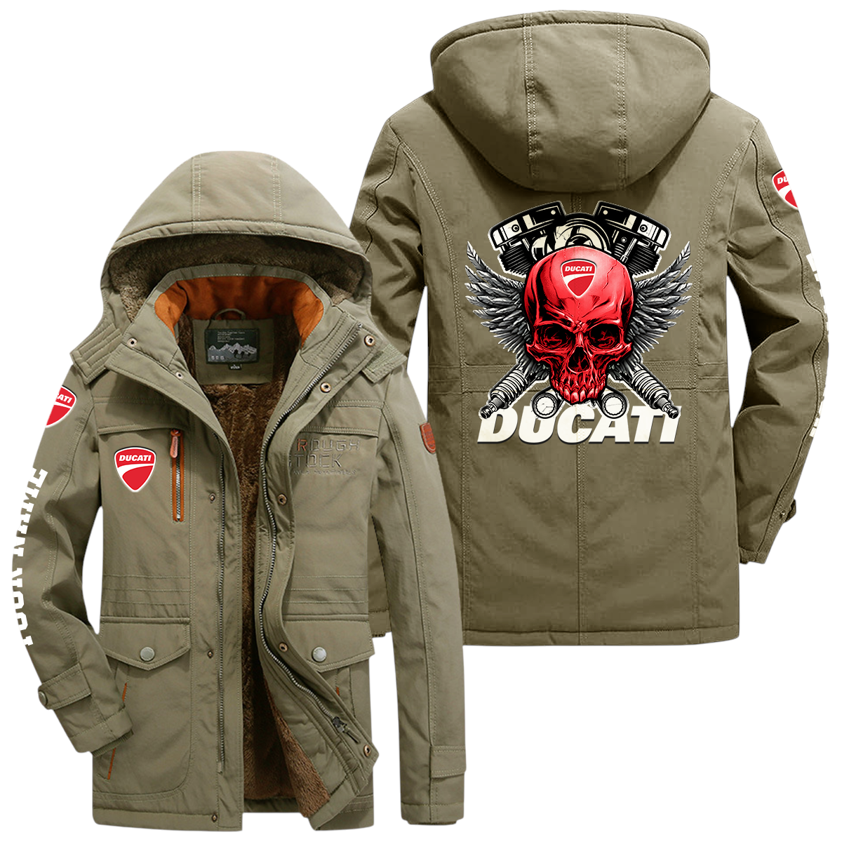 Ducati Motor Holding Windproof Jacket Heavy Duty Fleece Lined Hooded Coat Custom Your Name Ducati Motor Holding Windproof Jacket Heavy Duty Fleece Lined Hooded Coat Custom Your Name