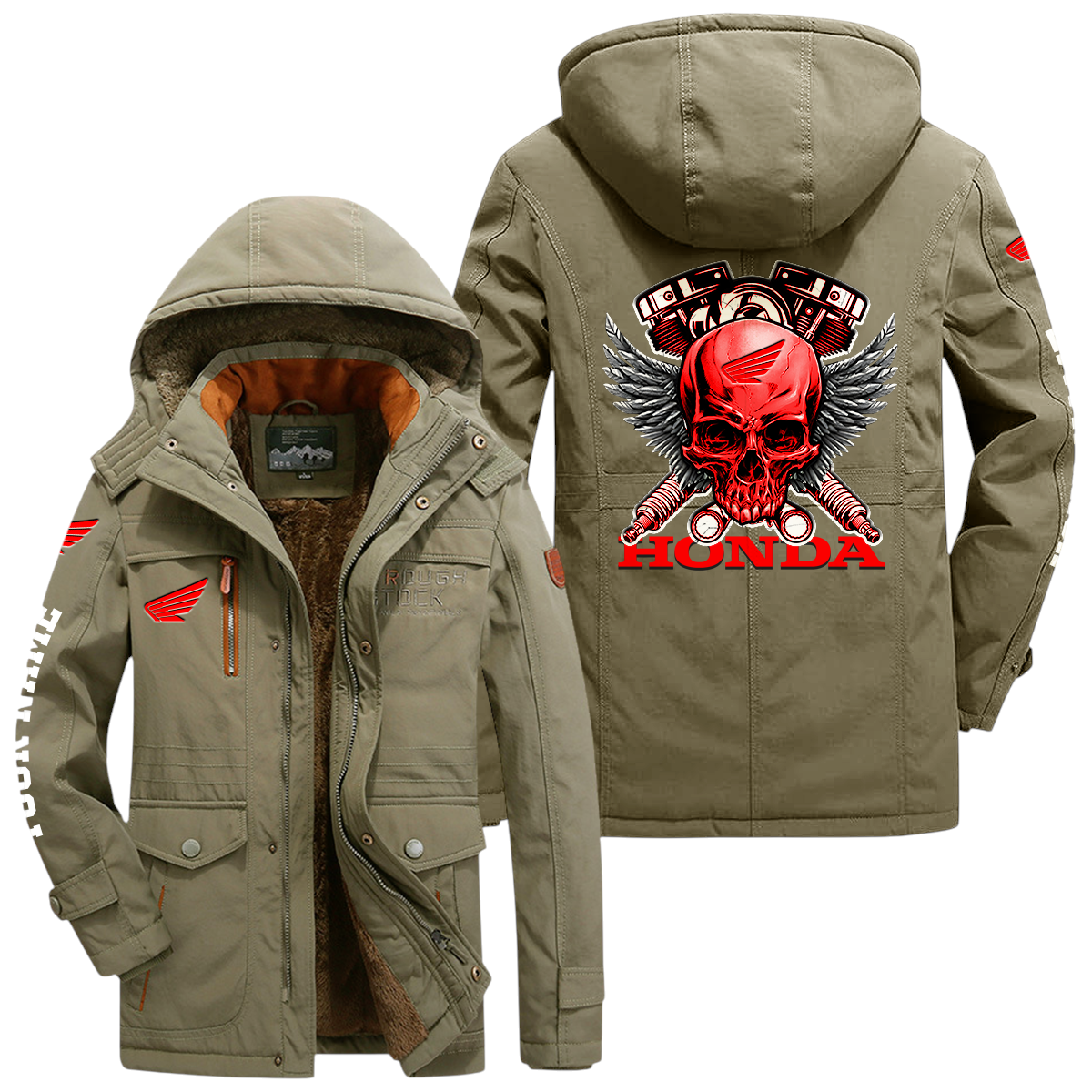 Honda Motor Windproof Jacket Heavy Duty Fleece Lined Hooded Coat Custom Your Name Honda Motor Windproof Jacket Heavy Duty Fleece Lined Hooded Coat Custom Your Name