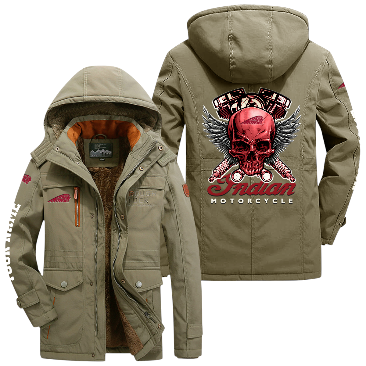 Indian Motorcycle Windproof Jacket Heavy Duty Fleece Lined Hooded Coat Custom Your Name Indian Motorcycle Windproof Jacket Heavy Duty Fleece Lined Hooded Coat Custom Your Name
