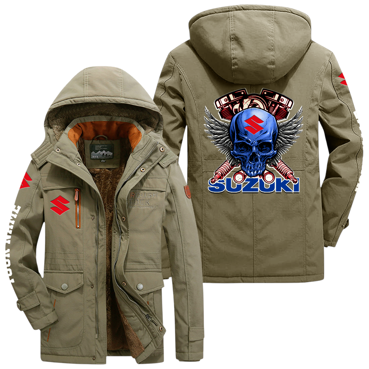 Suzuki Motor Windproof Jacket Heavy Duty Fleece Lined Hooded Coat Custom Your Name Suzuki Motor Windproof Jacket Heavy Duty Fleece Lined Hooded Coat Custom Your Name
