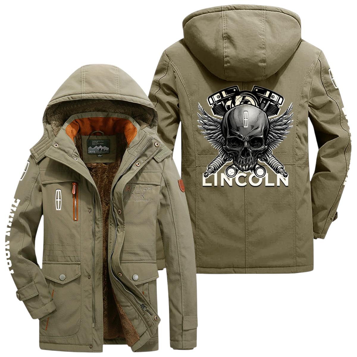 Lincoln Windproof Jacket Heavy Duty Fleece Lined Hooded Coat Custom Your Name Lincoln Windproof Jacket Heavy Duty Fleece Lined Hooded Coat Custom Your Name