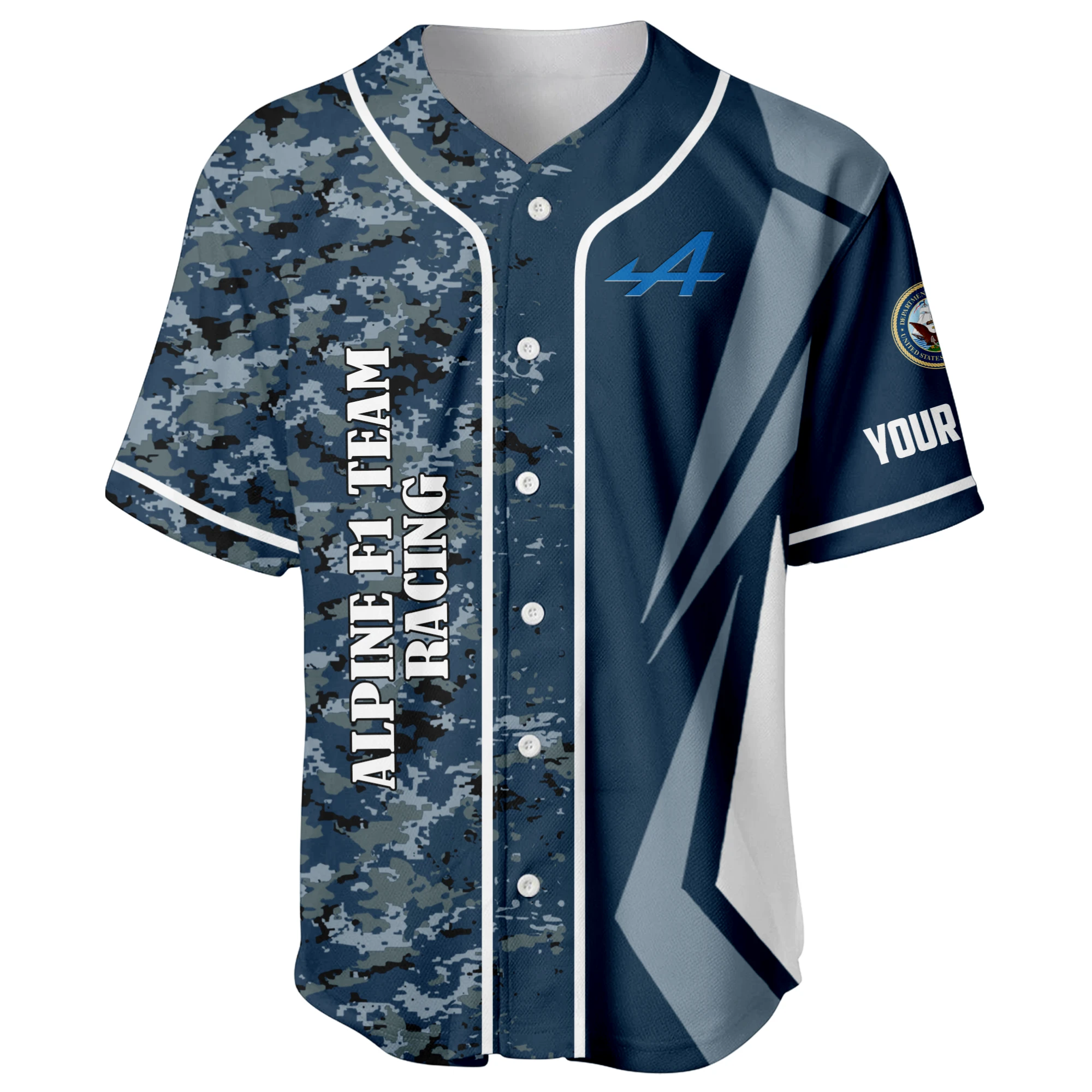 Alpine F1 Team Racing x US Navy 250th Anniversary 3D Baseball Jersey Custom Your Name Alpine F1 Team Racing x US Navy 250th Anniversary 3D Baseball Jersey Custom Your Name