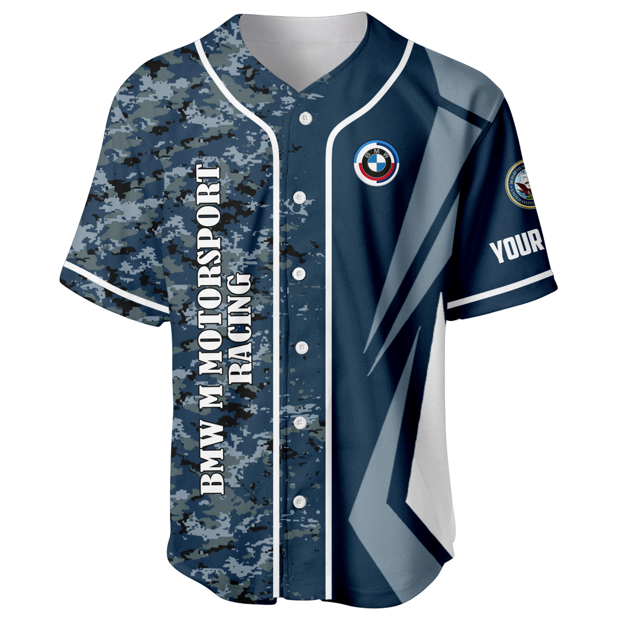 BMW M Motorsport Racing x US Navy 250th Anniversary 3D Baseball Jersey Custom Your Name BMW M Motorsport Racing x US Navy 250th Anniversary 3D Baseball Jersey Custom Your Name