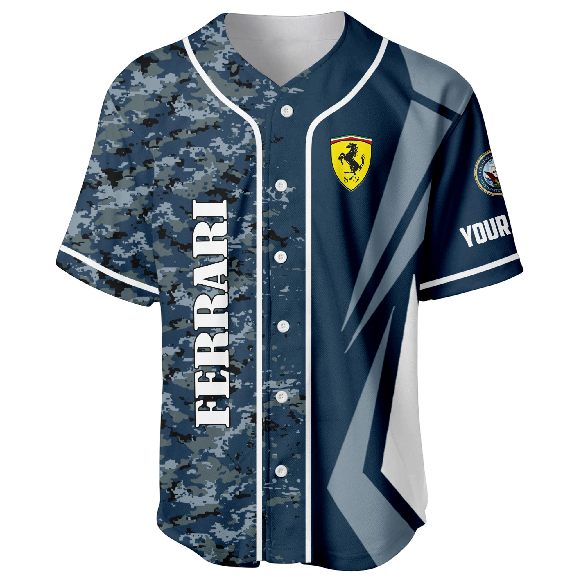 Ferrari x US Navy 250th Anniversary 3D Baseball Jersey Custom Your Name Ferrari x US Navy 250th Anniversary 3D Baseball Jersey Custom Your Name