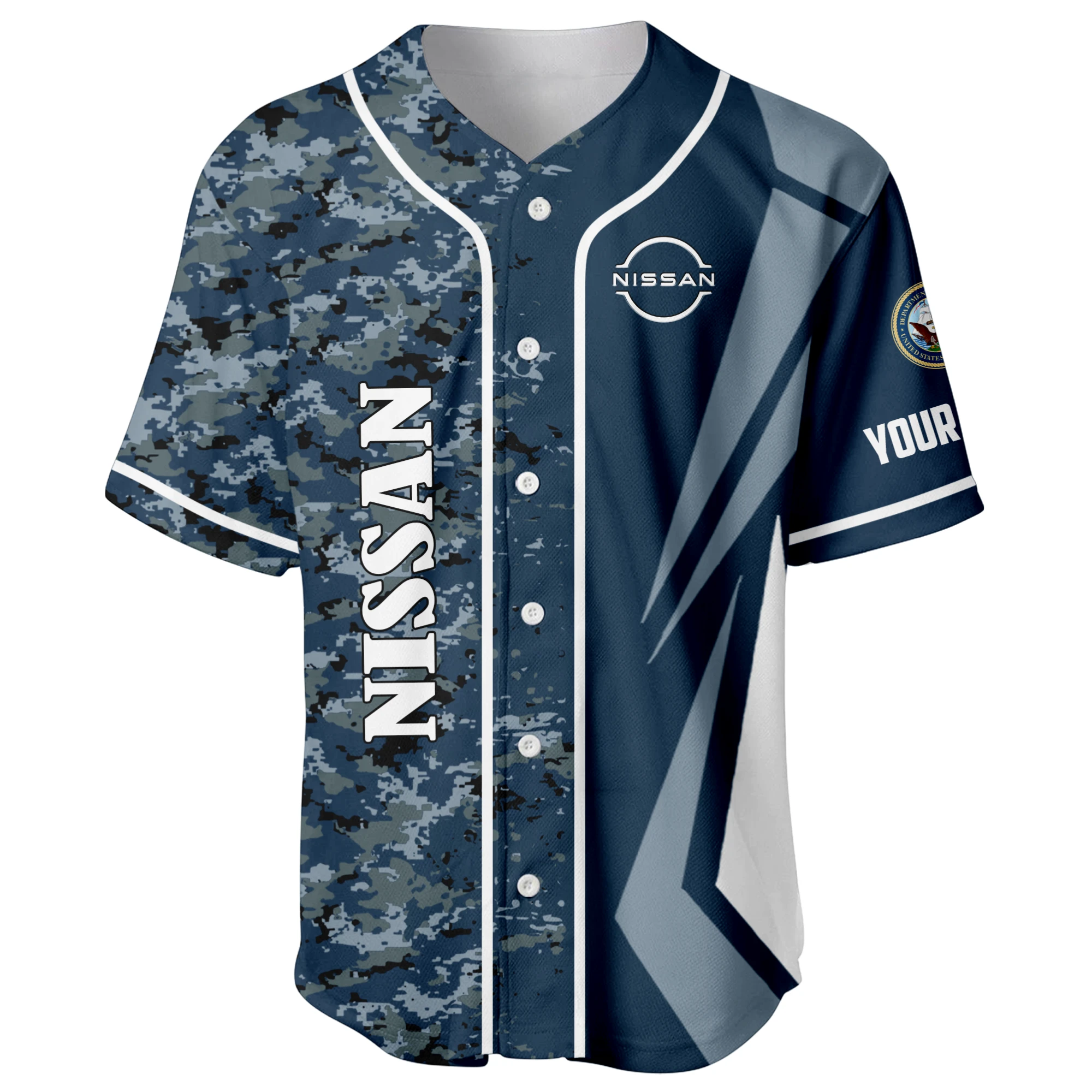 Nissan x US Navy 250th Anniversary 3D Baseball Jersey Custom Your Name Nissan x US Navy 250th Anniversary 3D Baseball Jersey Custom Your Name