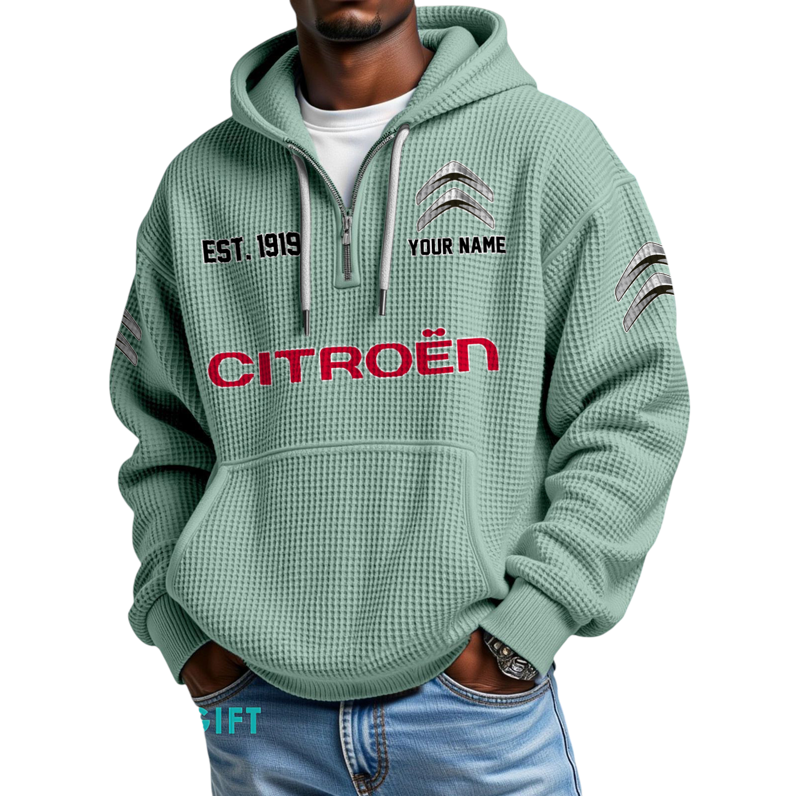 Citroen Quarter-Zip Waffle Hoodie Custom Your Name Citroen Quarter-Zip Waffle Hoodie Custom Your Name