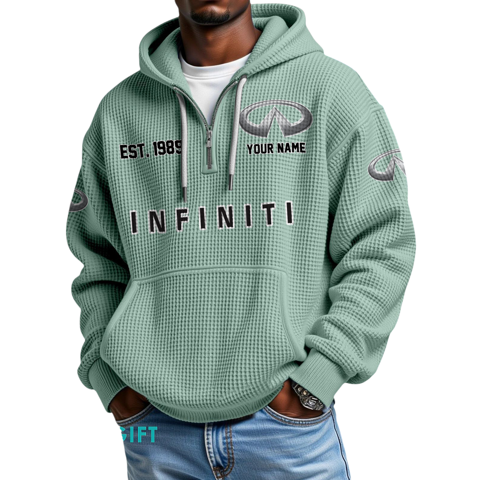 Infiniti Quarter-Zip Waffle Hoodie Custom Your Name Infiniti Quarter-Zip Waffle Hoodie Custom Your Name