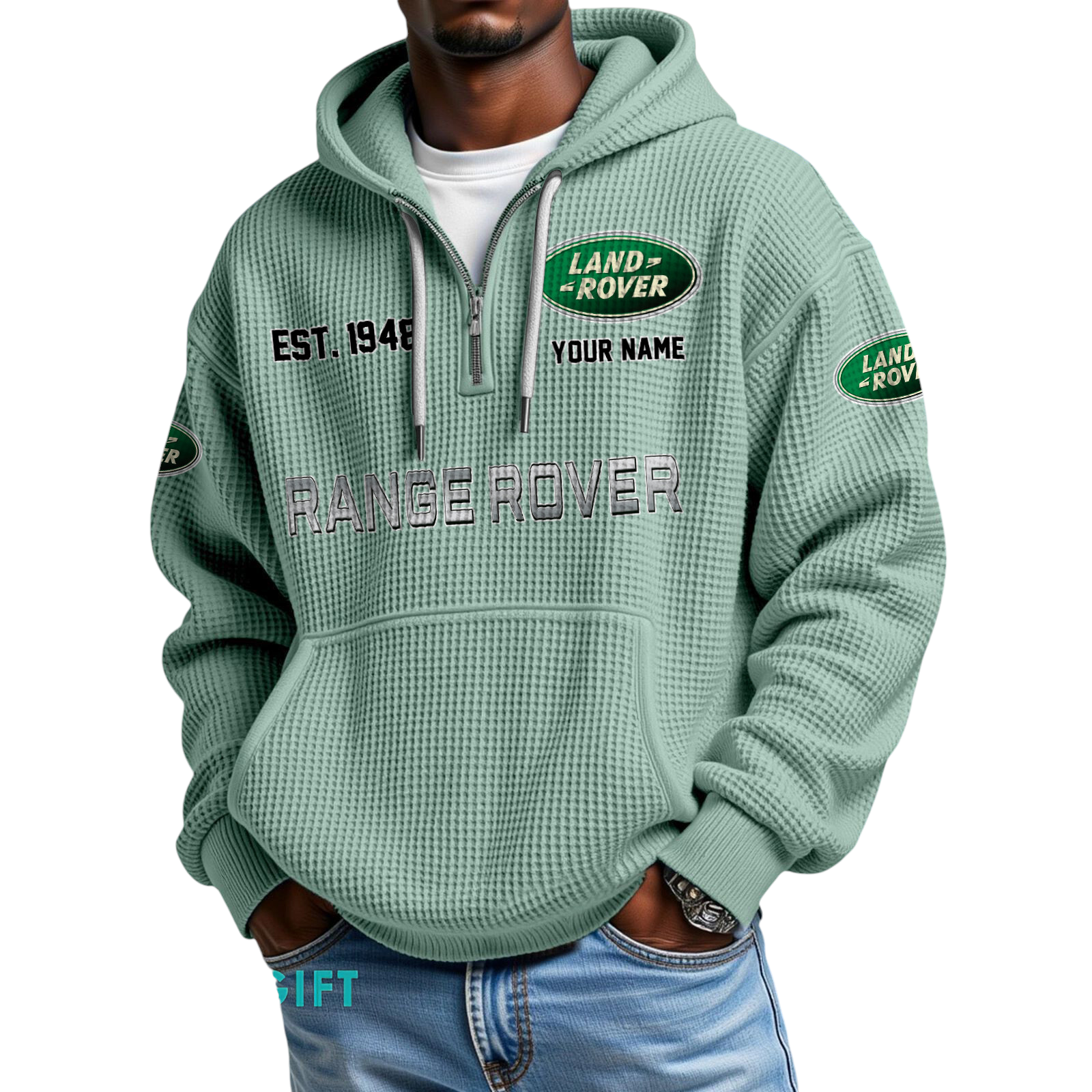 Land Rover Quarter-Zip Waffle Hoodie Custom Your Name Land Rover Quarter-Zip Waffle Hoodie Custom Your Name