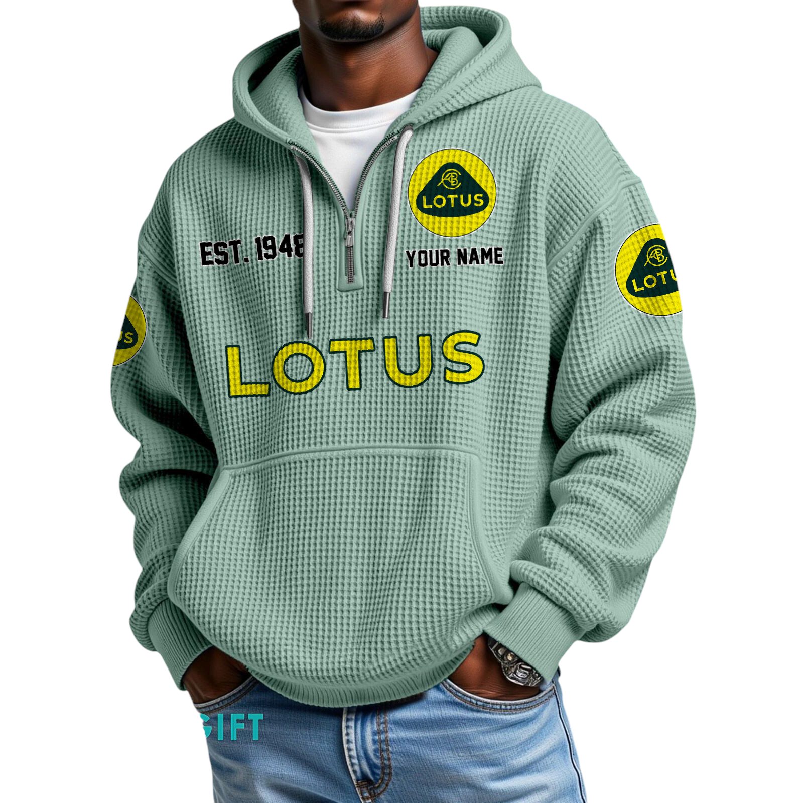 Lotus Quarter-Zip Waffle Hoodie Custom Your Name Lotus Quarter-Zip Waffle Hoodie Custom Your Name