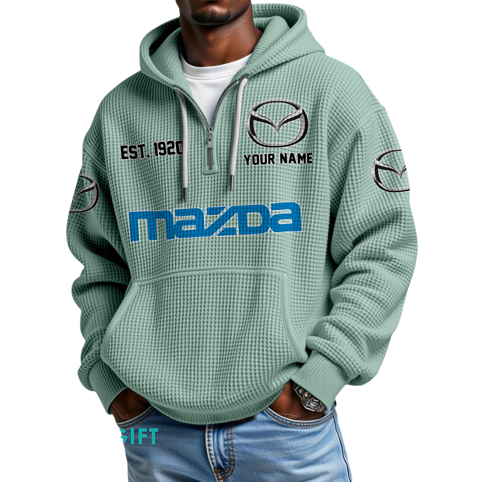Mazda Quarter-Zip Waffle Hoodie Custom Your Name Mazda Quarter-Zip Waffle Hoodie Custom Your Name