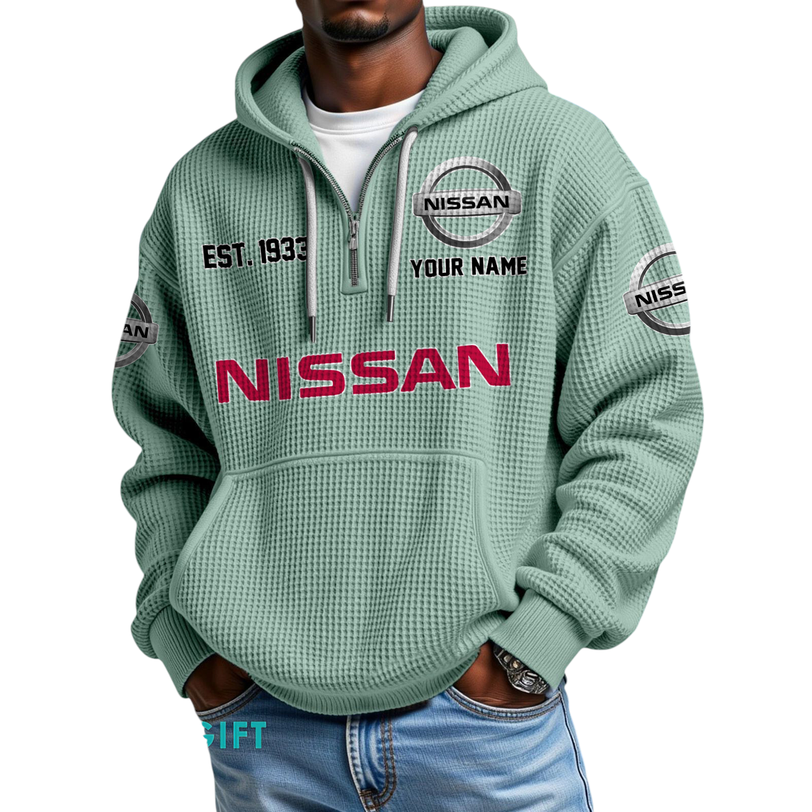 Nissan Quarter-Zip Waffle Hoodie Custom Your Name Nissan Quarter-Zip Waffle Hoodie Custom Your Name