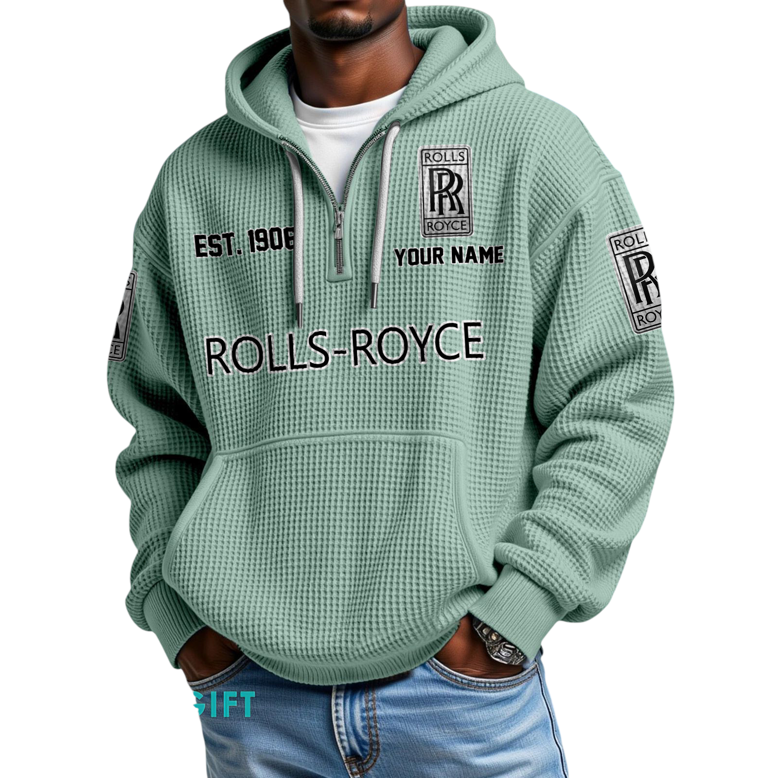 Rolls Royce Quarter-Zip Waffle Hoodie Custom Your Name Rolls Royce Quarter-Zip Waffle Hoodie Custom Your Name