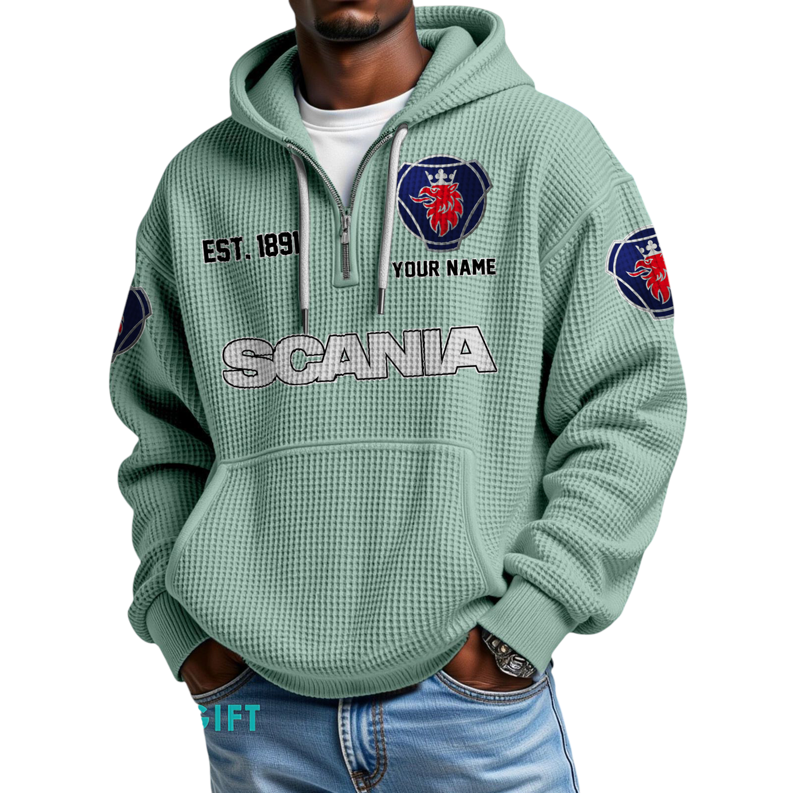 Scania Quarter-Zip Waffle Hoodie Custom Your Name Scania Quarter-Zip Waffle Hoodie Custom Your Name