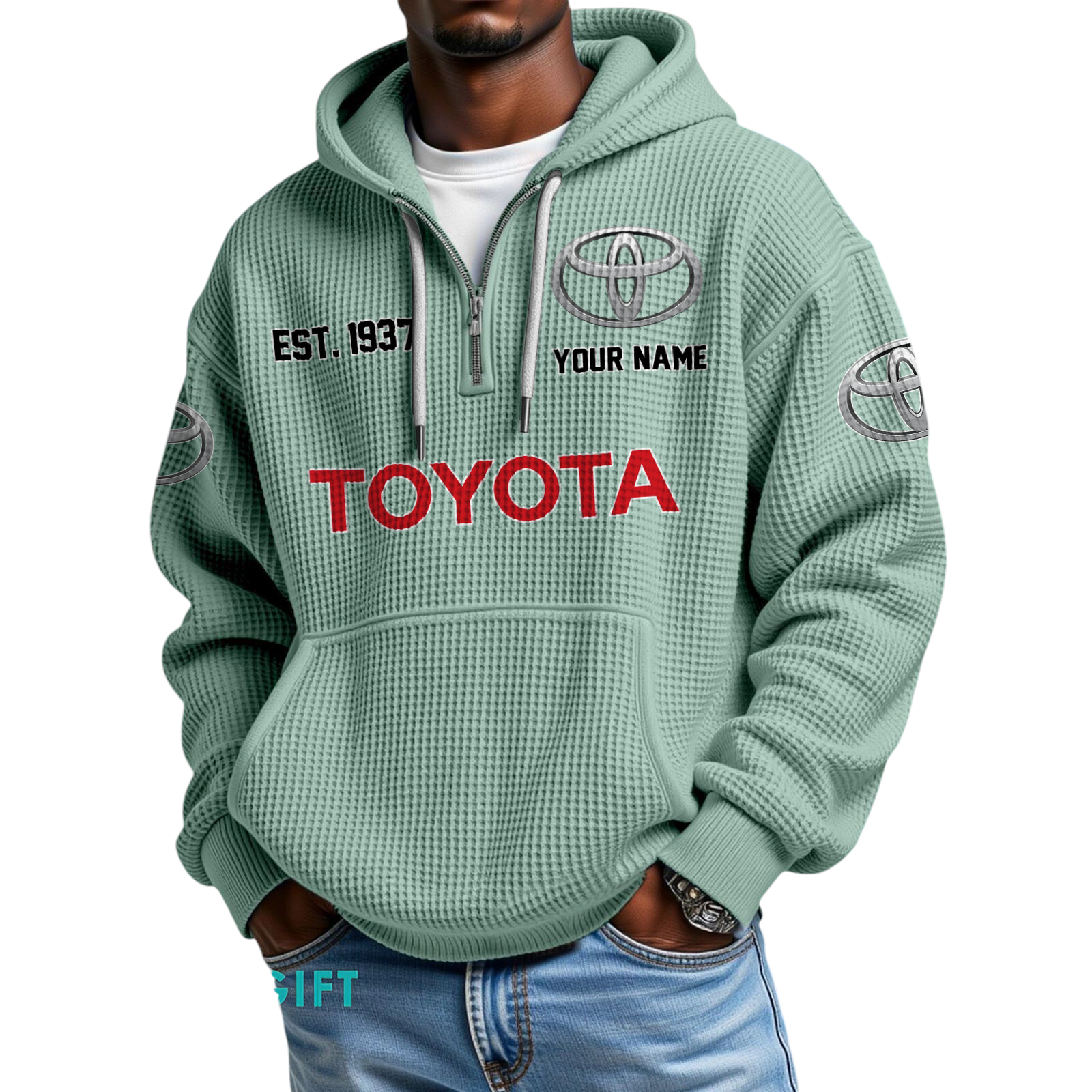 Toyota Quarter-Zip Waffle Hoodie Custom Your Name Toyota Quarter-Zip Waffle Hoodie Custom Your Name