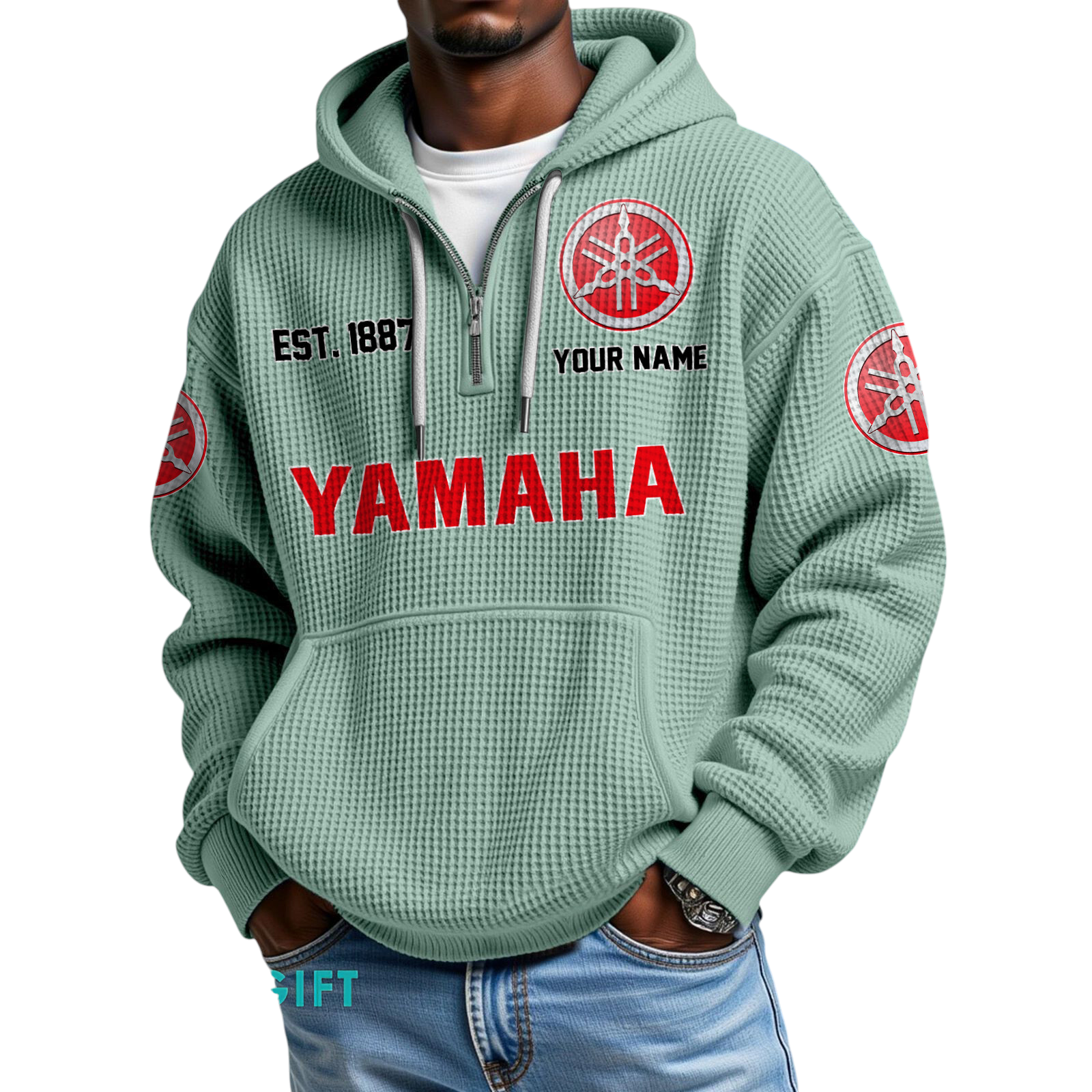 Yamaha Quarter-Zip Waffle Hoodie Custom Your Name Yamaha Quarter-Zip Waffle Hoodie Custom Your Name