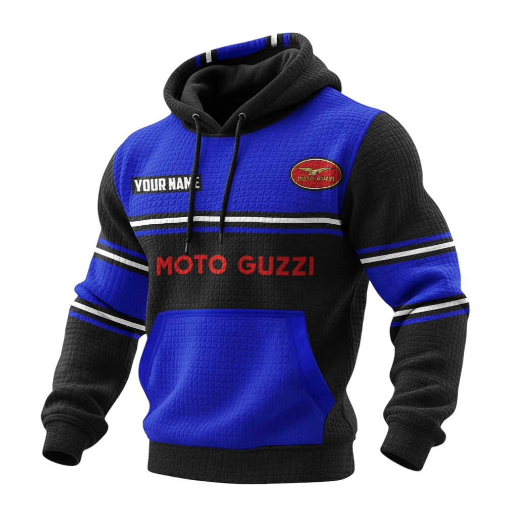 Moto Guzzi Waffle Pullover Hoodie 3D Customize Your Name Moto Guzzi Waffle Pullover Hoodie 3D Customize Your Name