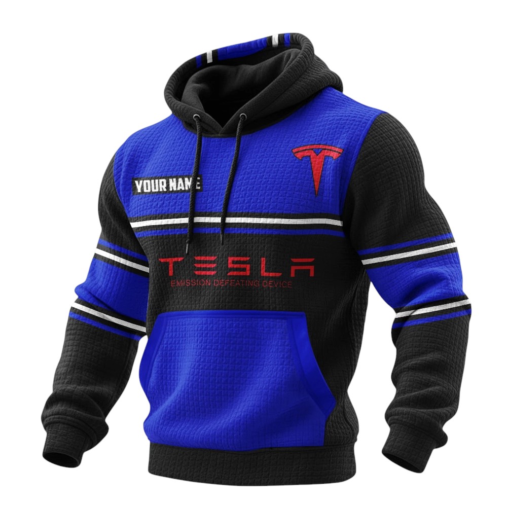 Tesla Waffle Pullover Hoodie 3D Customize Your Name Tesla Waffle Pullover Hoodie 3D Customize Your Name