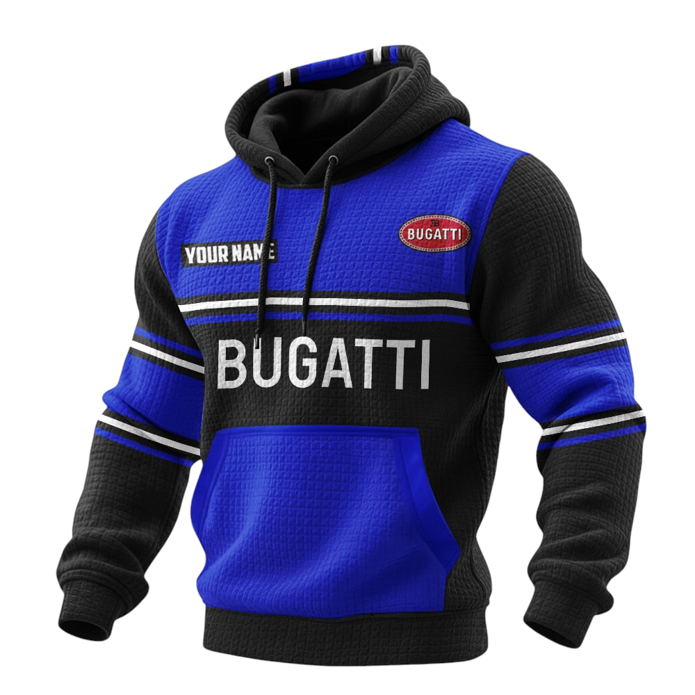 Bugatti Waffle Pullover Hoodie 3D Customize Your Name Bugatti Waffle Pullover Hoodie 3D Customize Your Name