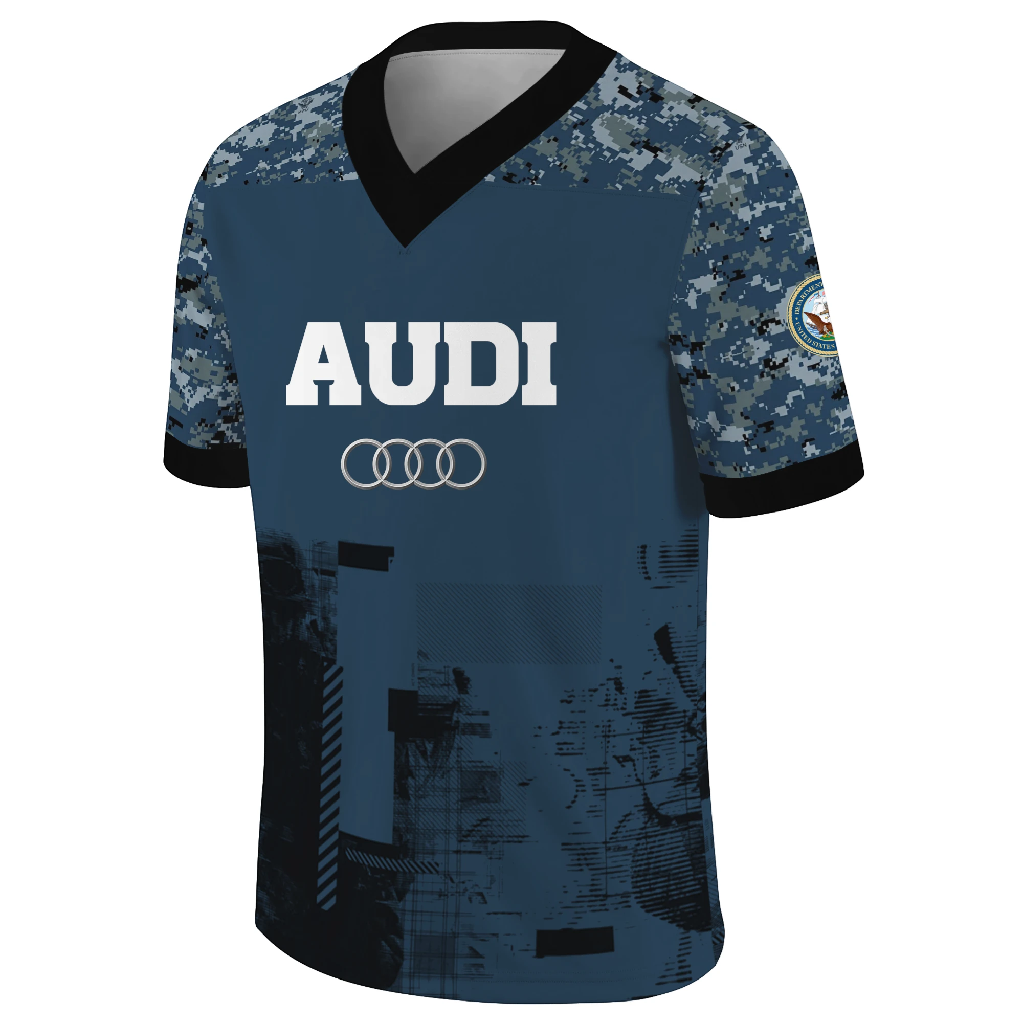 Audi x US Navy 250th Anniversary V-Neck Short Sleeve Jersey 3D Limited 2026 Custom Your Name Audi x US Navy 250th Anniversary V-Neck Short Sleeve Jersey 3D Limited 2026 Custom Your Name
