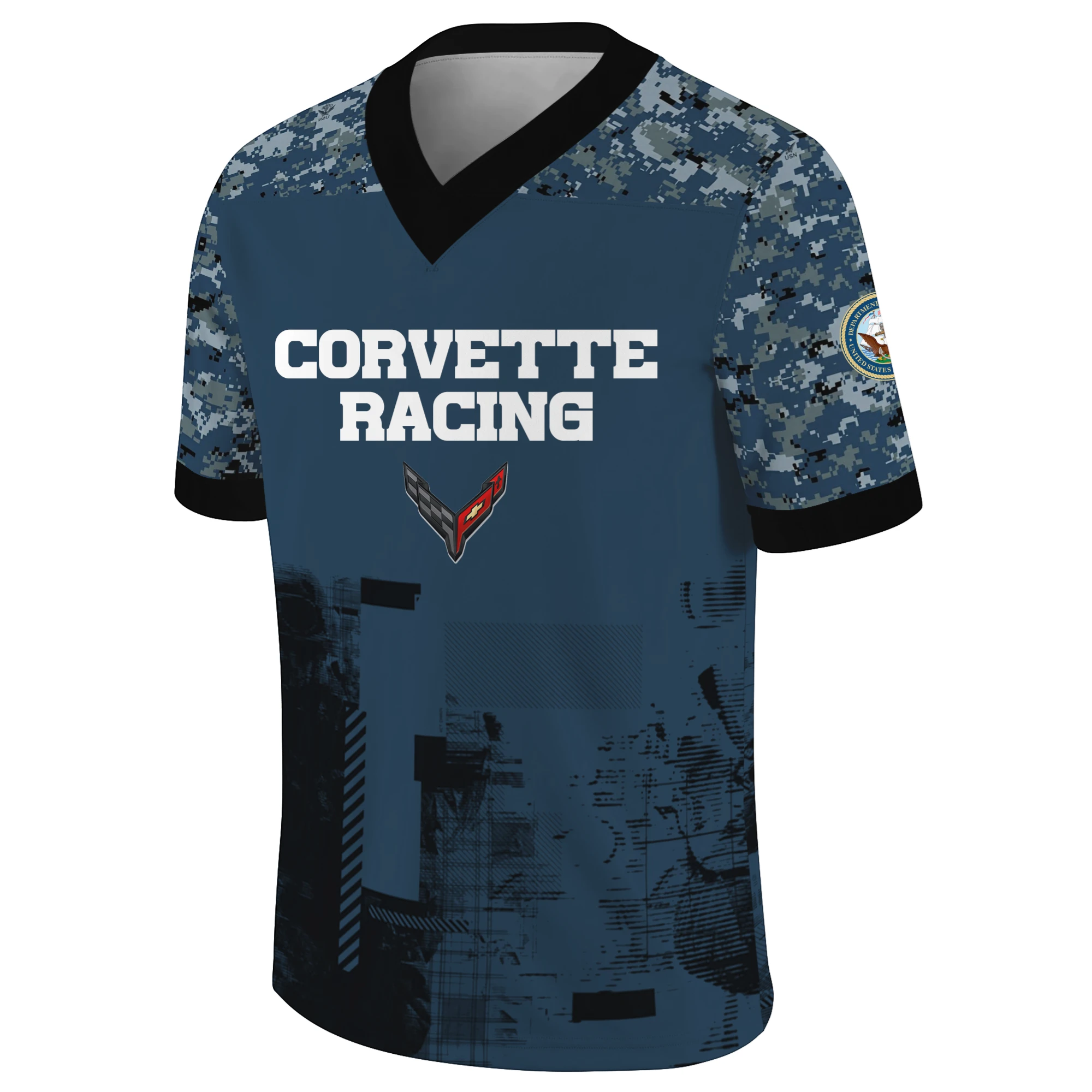 Corvette Racing x US Navy 250th Anniversary V-Neck Short Sleeve Jersey 3D Limited 2026 Custom Your Name Corvette Racing x US Navy 250th Anniversary V-Neck Short Sleeve Jersey 3D Limited 2026 Custom Your Name