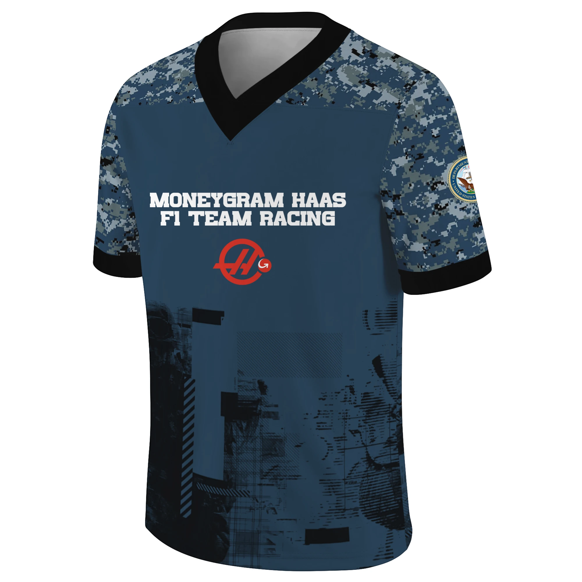 MoneyGram Haas F1 Team Racing x US Navy 250th Anniversary V-Neck Short Sleeve Jersey 3D Limited 2026 Custom Your Name MoneyGram Haas F1 Team Racing x US Navy 250th Anniversary V-Neck Short Sleeve Jersey 3D Limited 2026 Custom Your Name