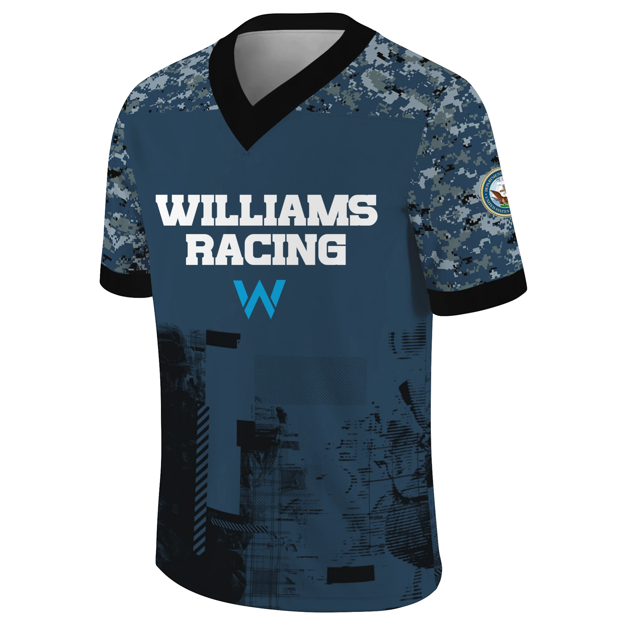 Williams Racing x US Navy 250th Anniversary V-Neck Short Sleeve Jersey 3D Limited 2026 Custom Your Name Williams Racing x US Navy 250th Anniversary V-Neck Short Sleeve Jersey 3D Limited 2026 Custom Your Name