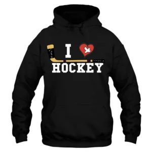 I Love Hockey Hoodie – Black