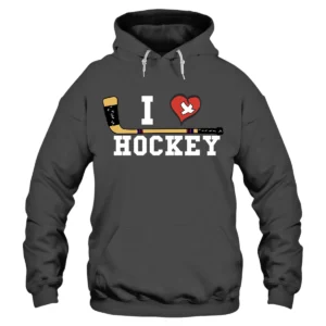 I Love Hockey Hoodie – DarkGrey