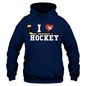 I Love Hockey Hoodie – Navy