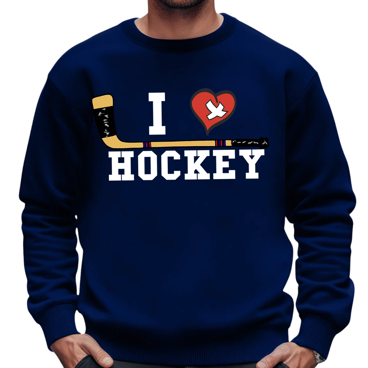 I Love Hockey Sweatshirt – Navy I Love Hockey Sweatshirt – Navy