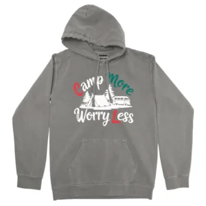 Camp More Worry Less Vintage Unisex Comfort Colors Hooded Sweatshirt