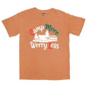 Camp More Worry Less Vintage Unisex Comfort Colors T-shirts – Brunt Orange